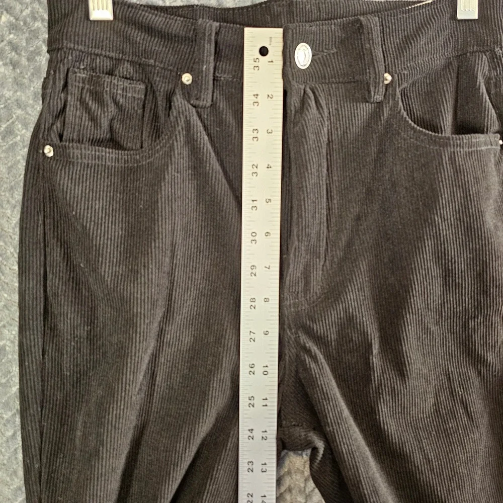 Women Black Corduroy High Waisted Straight‎ Leg Pants Size 6 M Shein - Picture 3 of 9